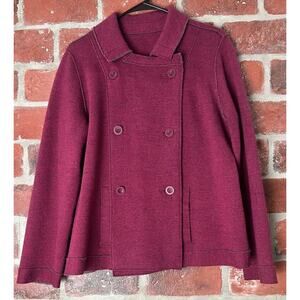 Eileen Fisher Purple Pink Merino Wool Double Breasted Coat Jacket Size Medium